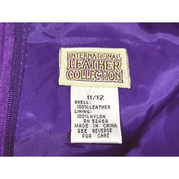 International Leather Collection Suede Pencil Skirt Royal Purple Large 11/12 - Picture 4 of 6